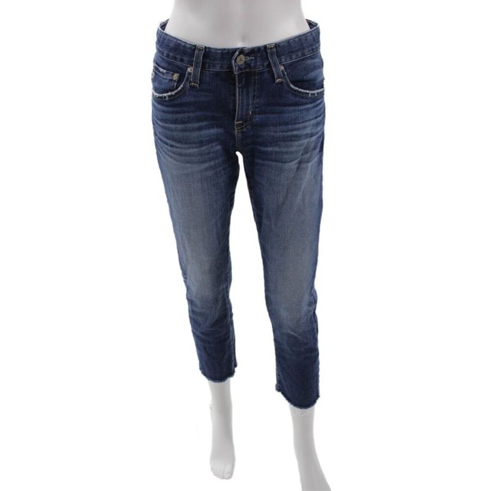 AG Adriano Goldschmied Womens Ankle Cropped Dark Blue Jeans Petite Size 25